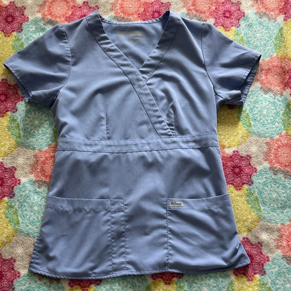 Grey's Anatomy Steel Blue Scrub Top